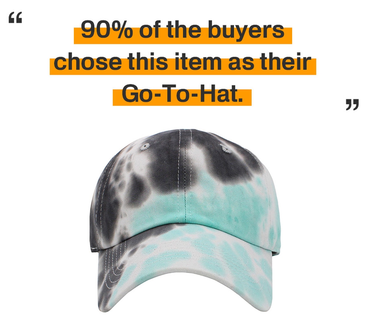 Tiedye Black Mint Low Profile Baseball Caps Front View